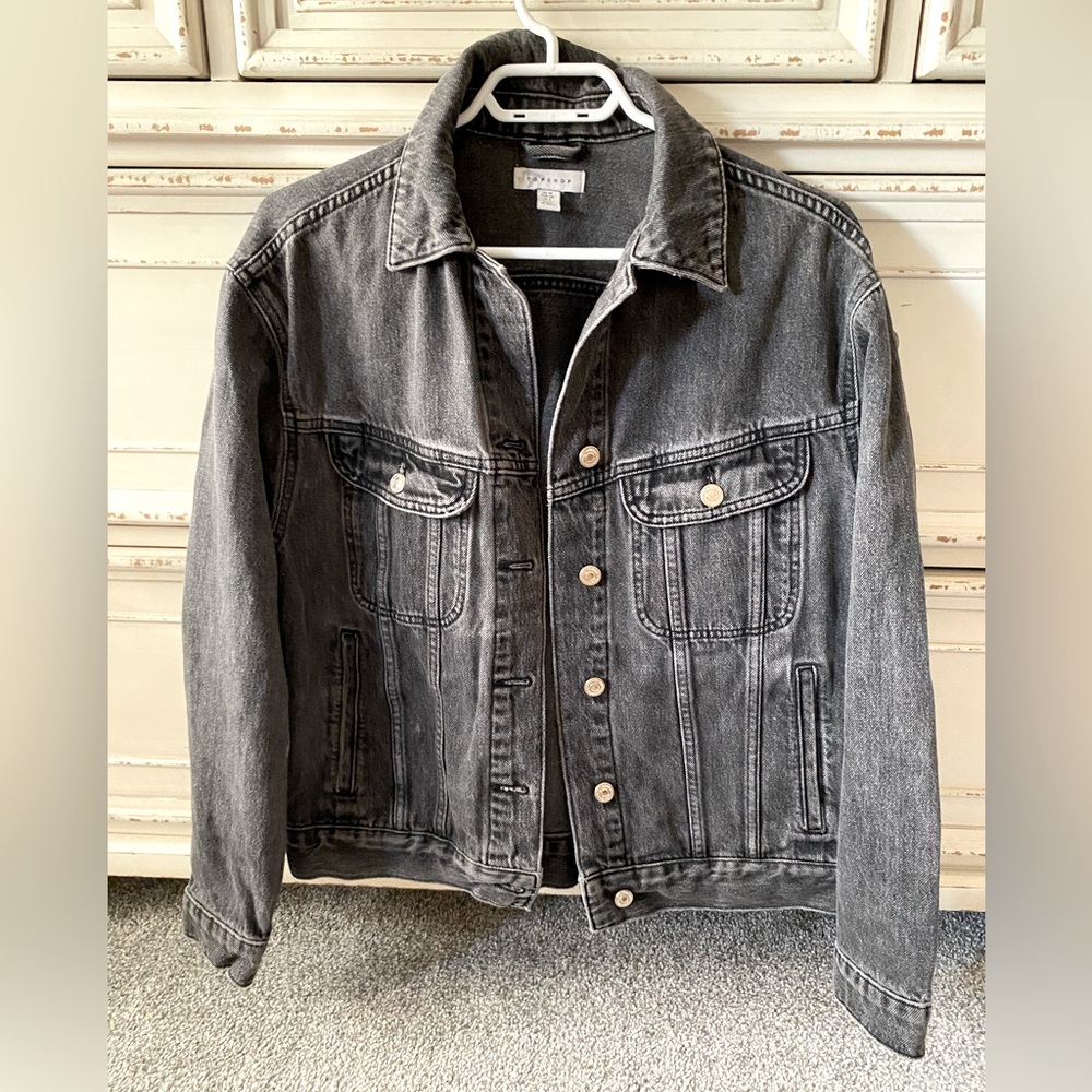 Topshop Dark Grey Denim Jacket (M)
